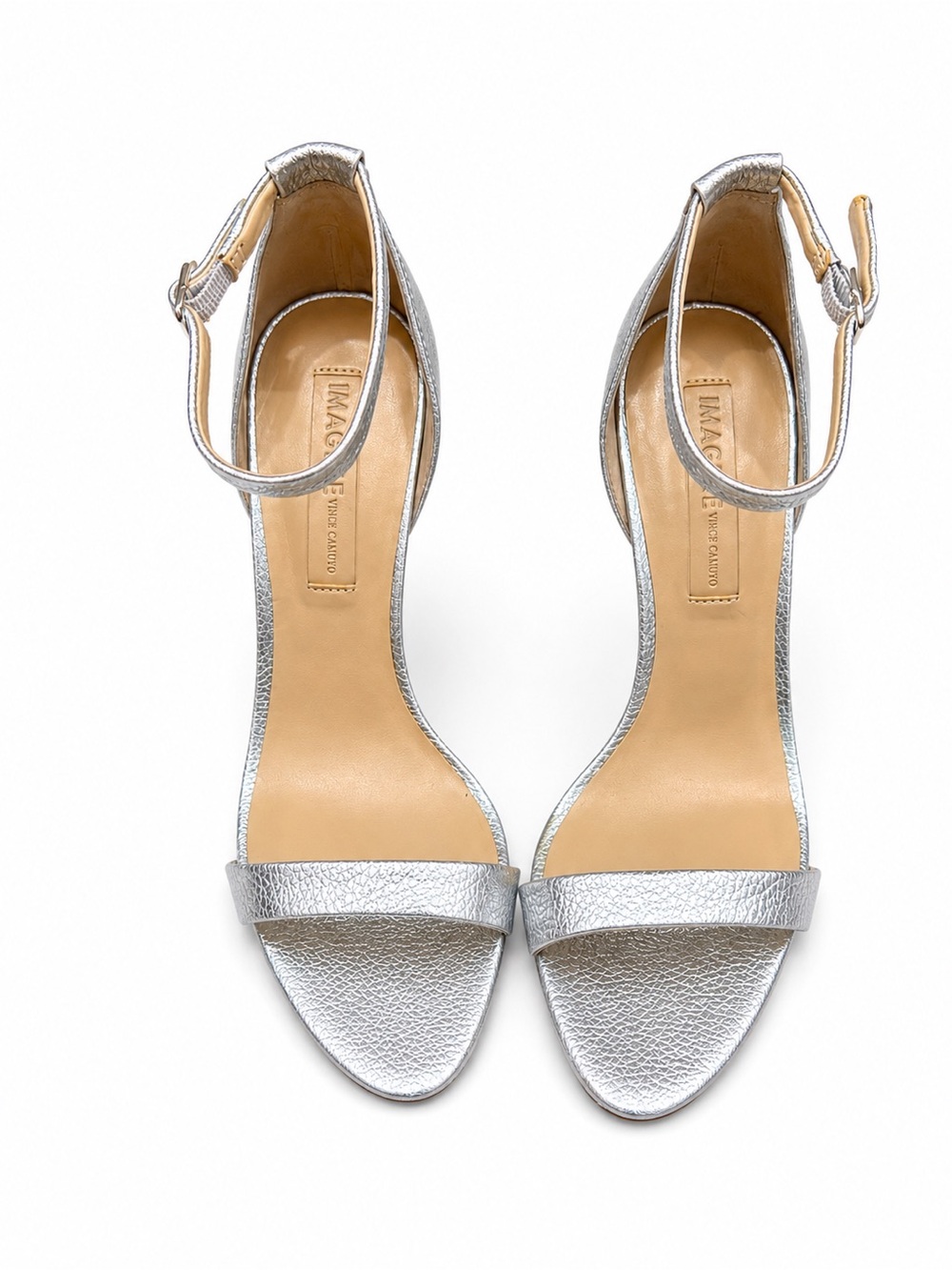 Vince Camuto Silver Metallic Ankle-Strap Heels